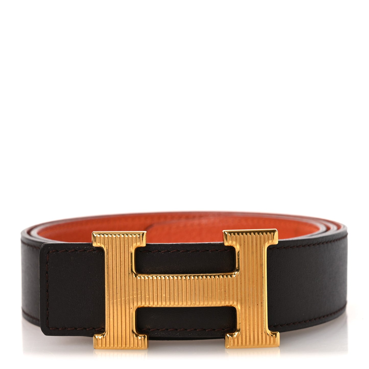 Box Togo 32mm Strie H Belt 85 34 Chocolate Orange