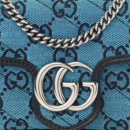 Gucci Monogram Multicolor Matelasse Diagonal Super Mini GG Marmont Shoulder Bag Light Blue 8 of 11