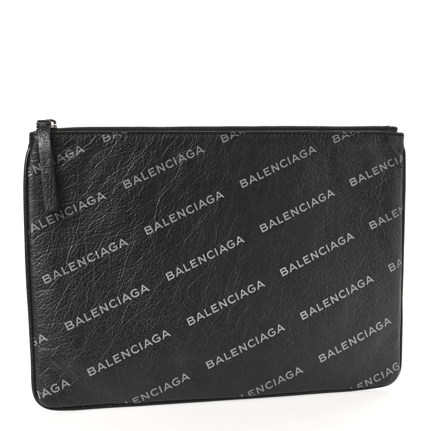 Calfskin Allover Logo Pouch Black