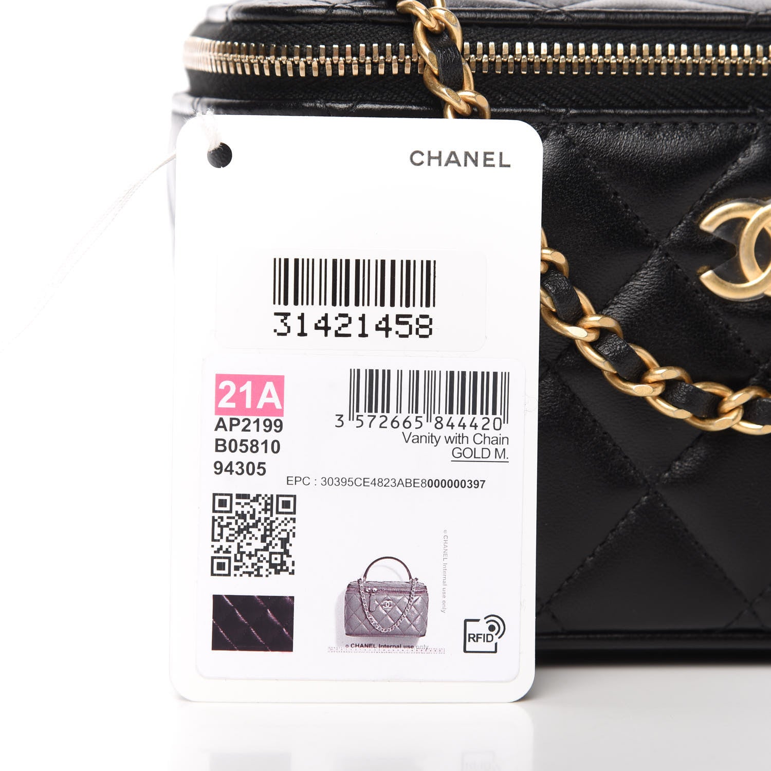 Chanel Lambskin Quilted Small Top Handle Vanity Case With Chain Black 11 of 12