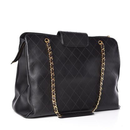 Chanel Calfskin Stitched XL Weekender Black 3 of 11