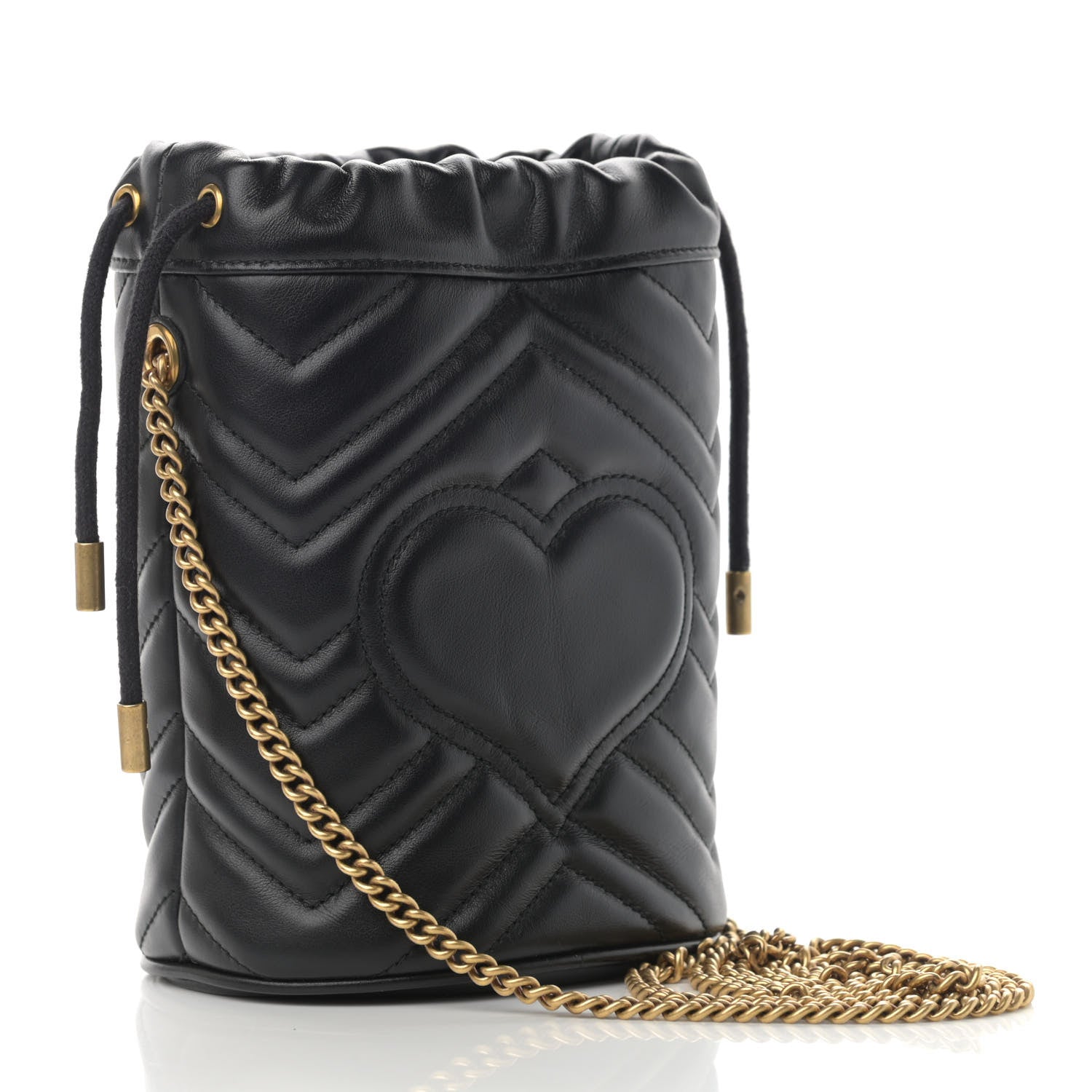 Gucci Calfskin Matelasse Mini GG Marmont 2.0 Bucket Bag Black 3 of 12