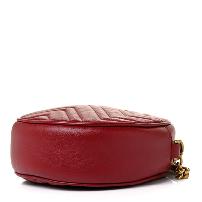 Gucci Glazed Calfskin Matelasse Heart Mini GG Marmont Round Shoulder Bag Romantic Cerise 8 of 8