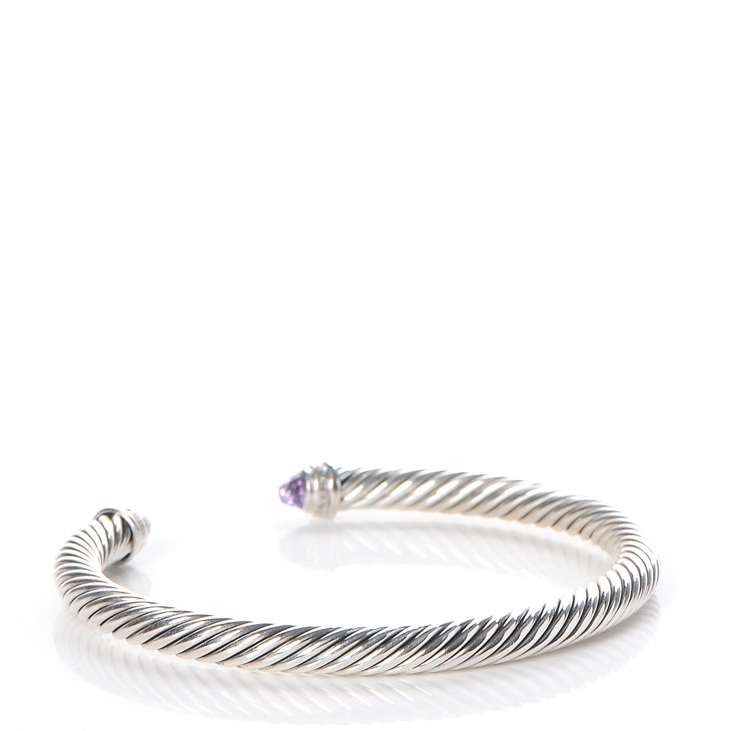 Sterling Silver Diamond Amethyst 5mm Cable Classics Bracelet