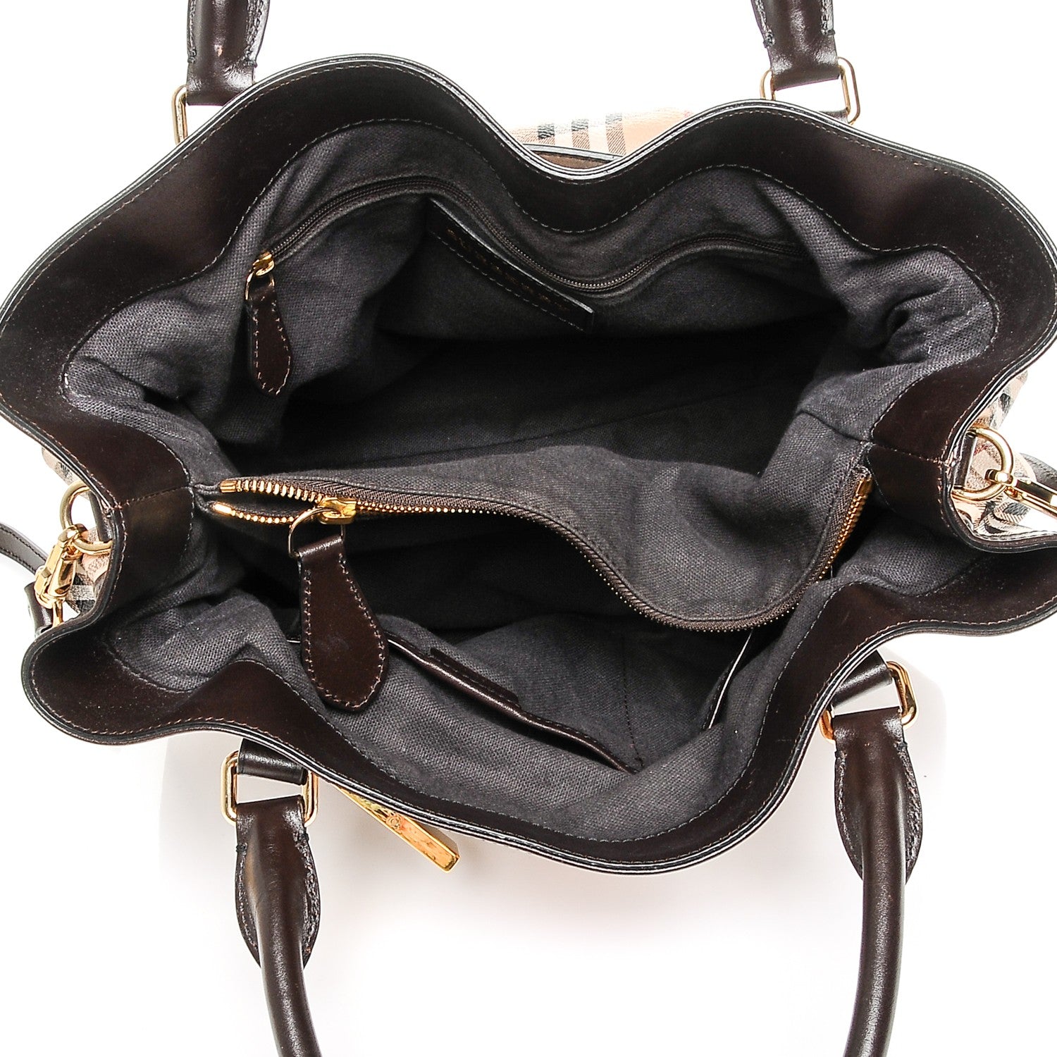Burberry Haymarket Check Medium Golderton Tote Chocolate 5 of 7