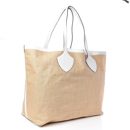Burberry Raffia Logo Print The Giant Reversible Tote Bag Chalk White 3 of 10
