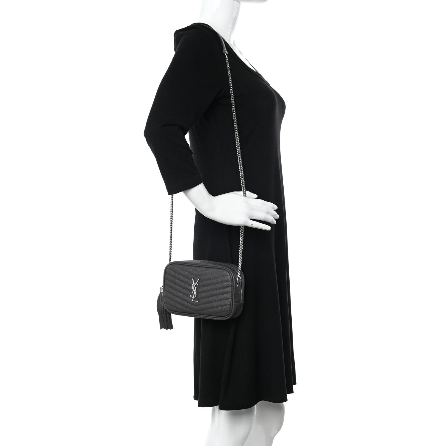 Saint Laurent Grain De Poudre Matelasse Monogram Mini Lou Camera Bag Storm 2 of 10