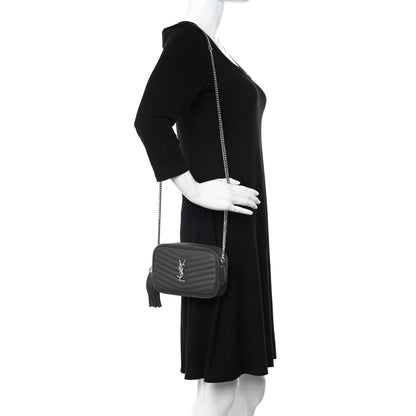 Saint Laurent Grain De Poudre Matelasse Monogram Mini Lou Camera Bag Storm 2 of 10