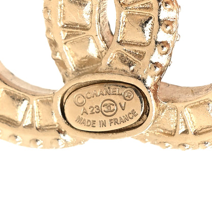 Chanel Crystal Timeless CC Earrings Light Gold 4 of 4
