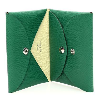 Hermes Epsom Verso Calvi Duo Card Case Vert Vertigo Jaune Milton 4 of 7