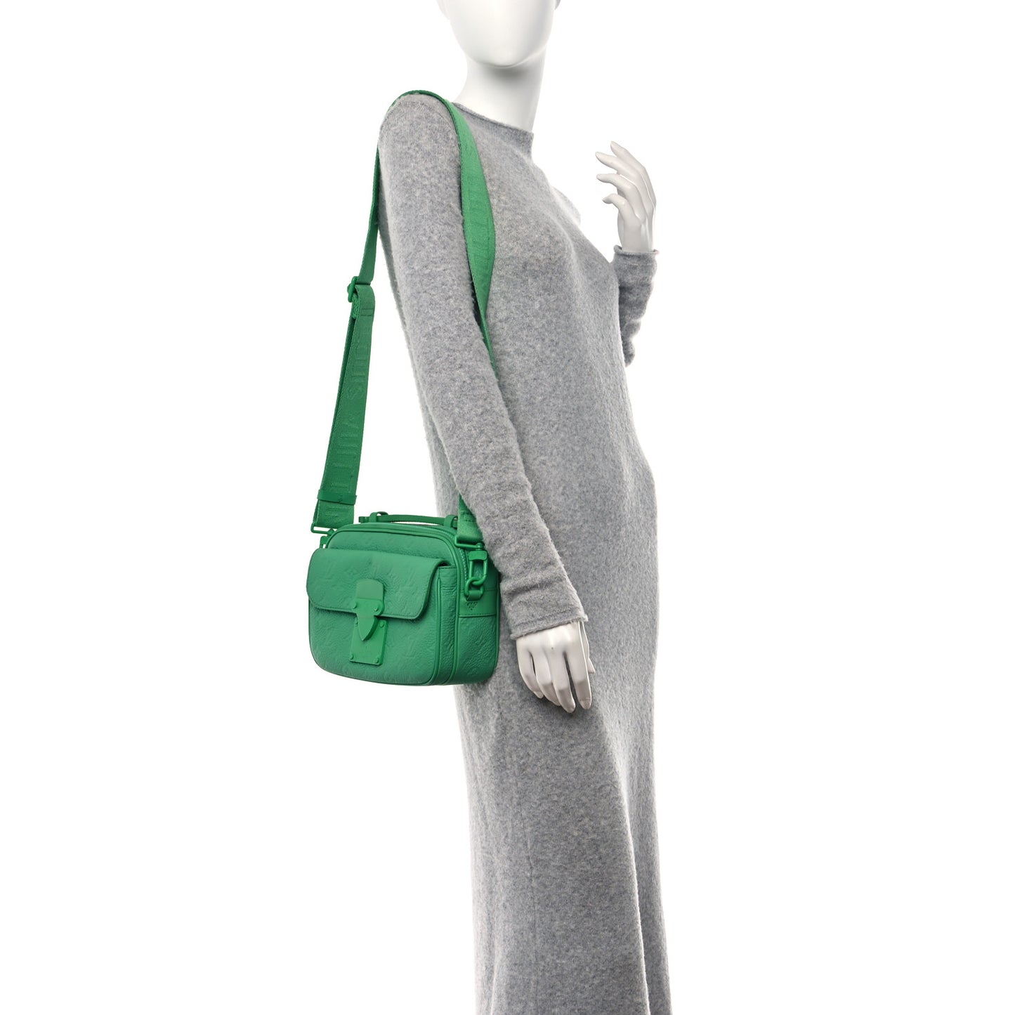 Taurillon Monogram S Lock Messenger Minty Green