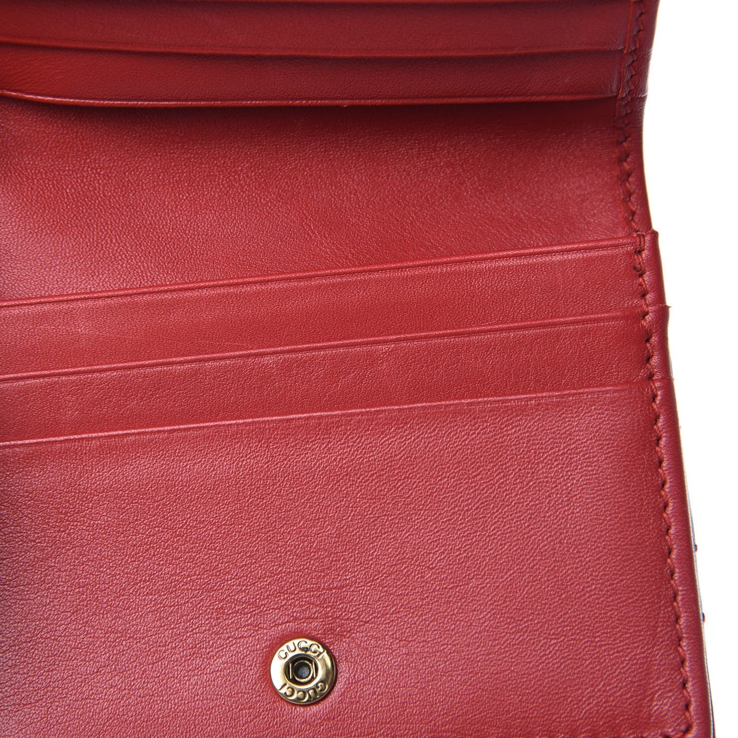Calfskin Matelasse GG Marmont Card Case Hibiscus Red