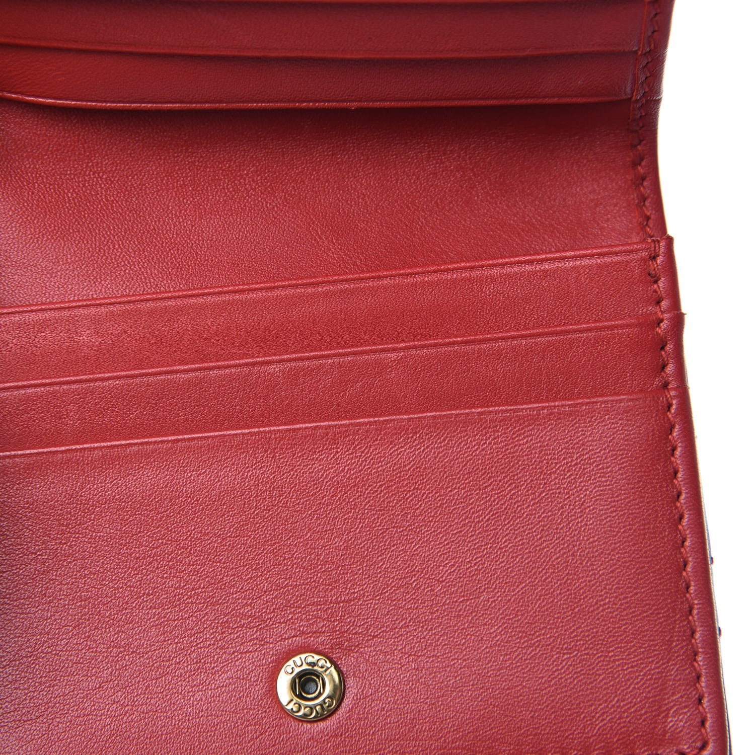 Gucci Calfskin Matelasse GG Marmont Card Case Hibiscus Red 9 of 10