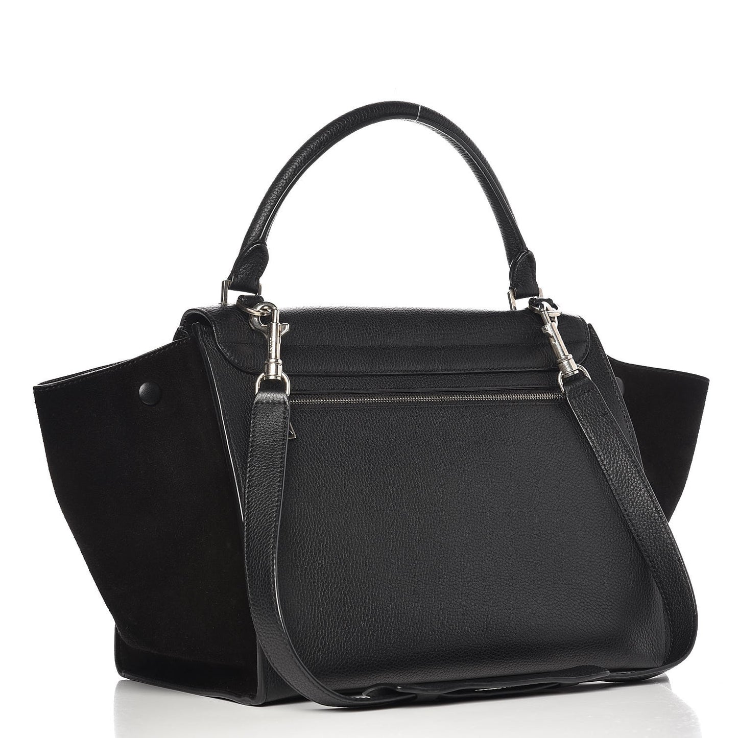 Drummed Calfskin Suede Medium Trapeze Black