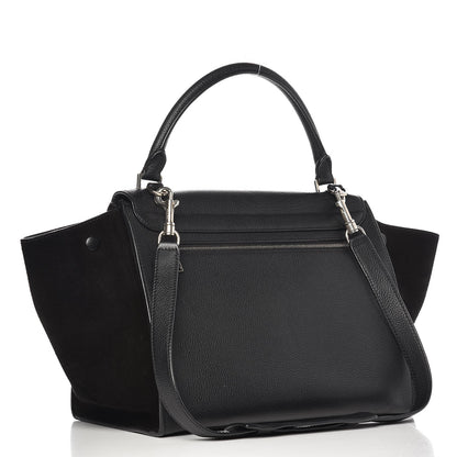 Celine Drummed Calfskin Suede Medium Trapeze Black 4 of 8