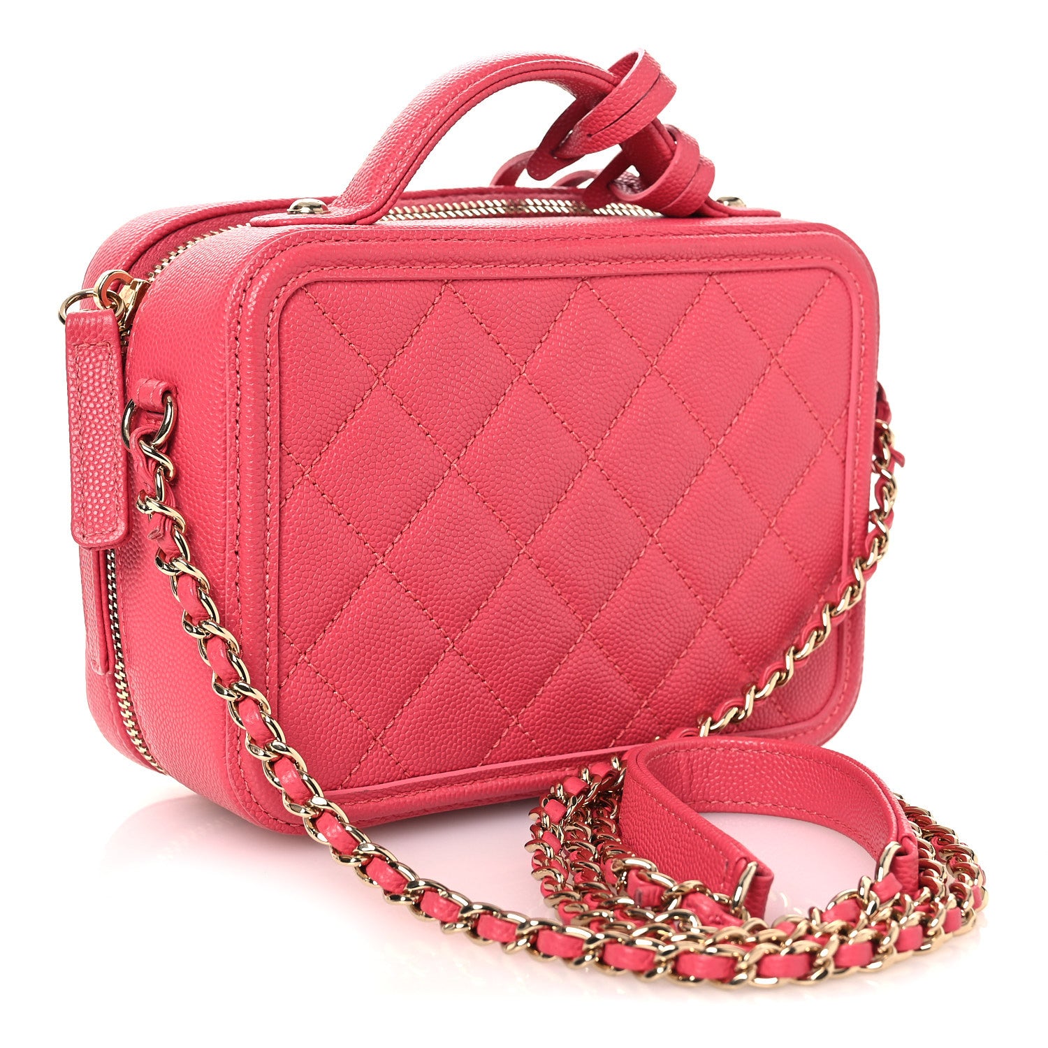 Chanel Caviar Quilted Small CC Filigree Vanity Case Pink 3 of 10