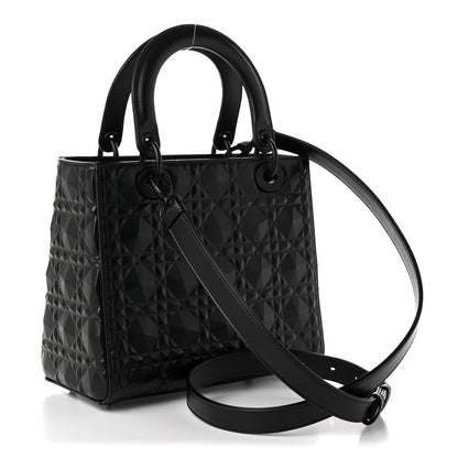 Christian Dior Calfskin Cannage Diamond Cannage Medium Lady Dior Black 3 of 11