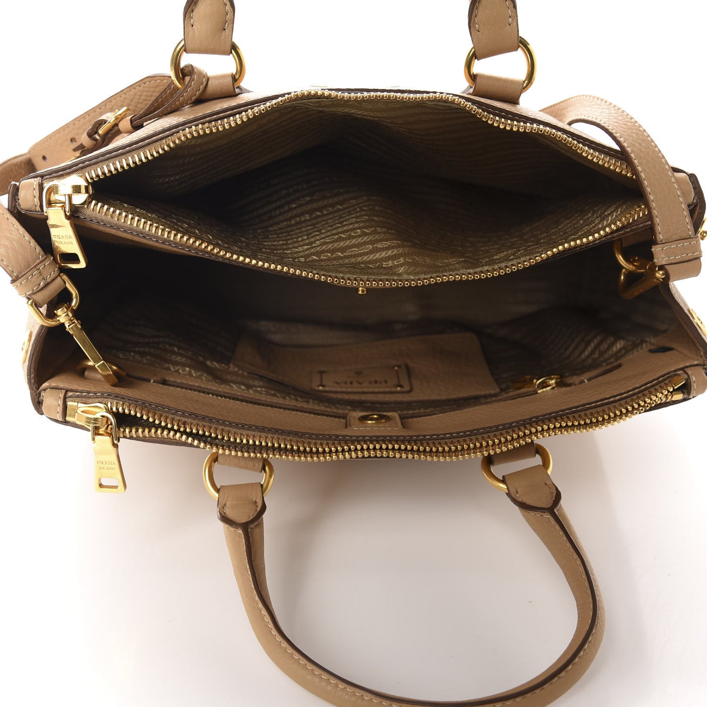 Vitello Daino Large Double Zip Tote Sughero