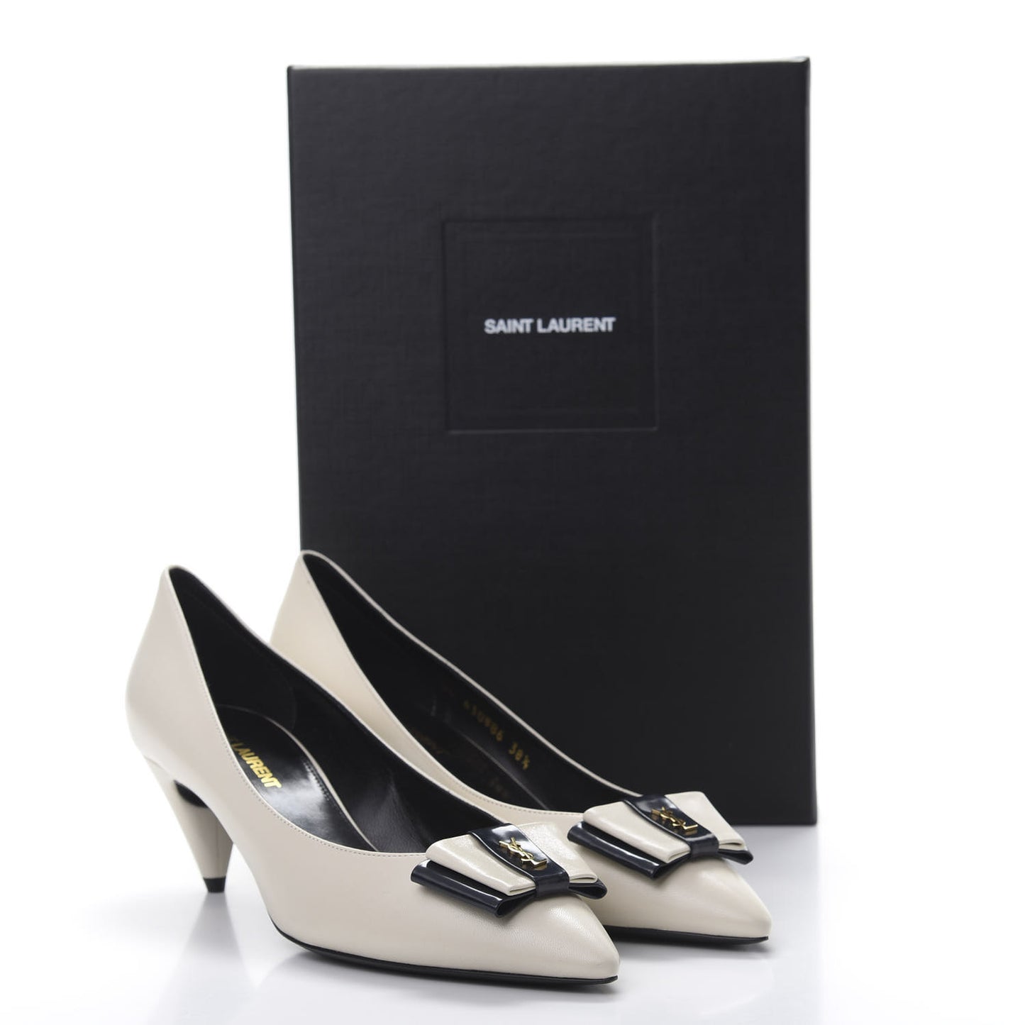 Calfskin Bow Anais Pumps 38.5 White