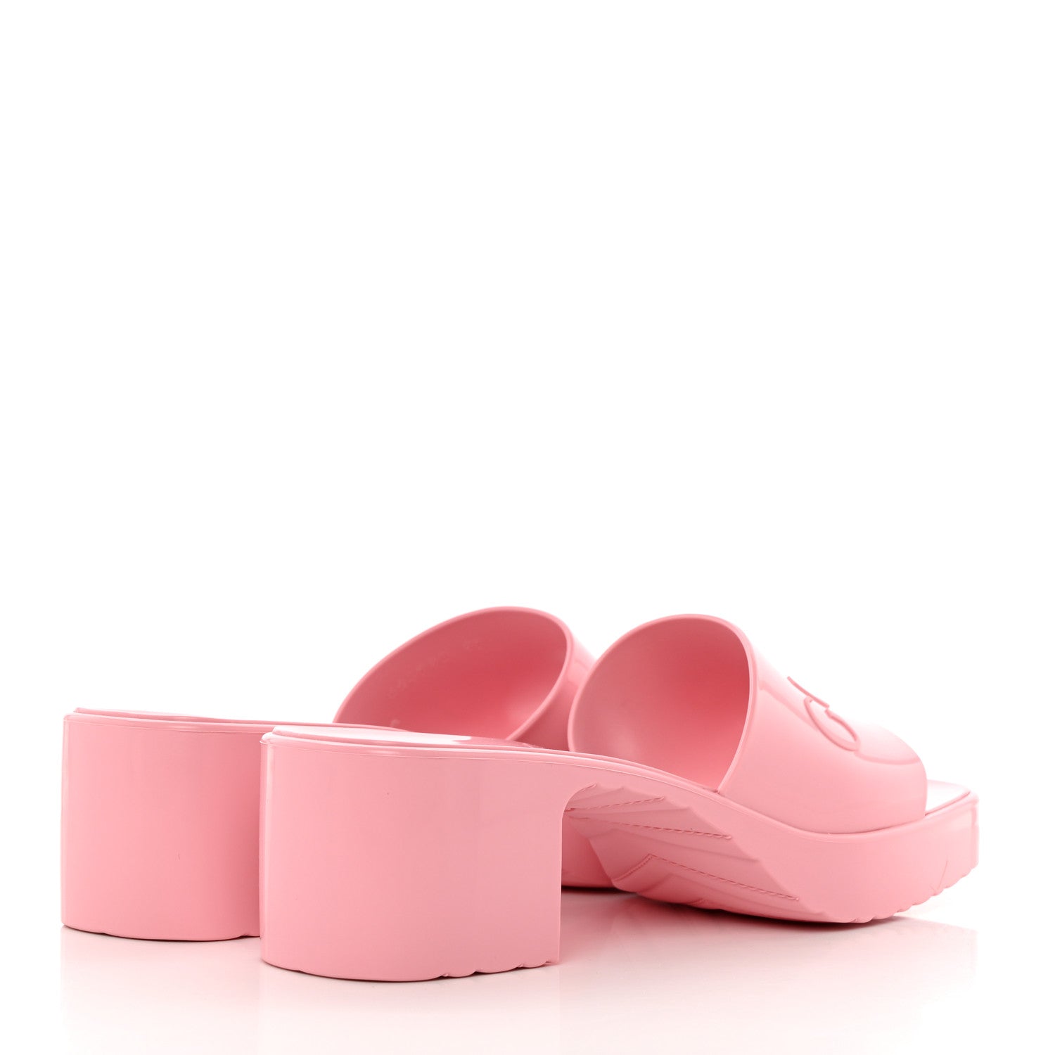 Gucci Rubber Gucci Logo Womens Platform 20/60mm Slide Sandals 37 Wild Rose 4 of 10