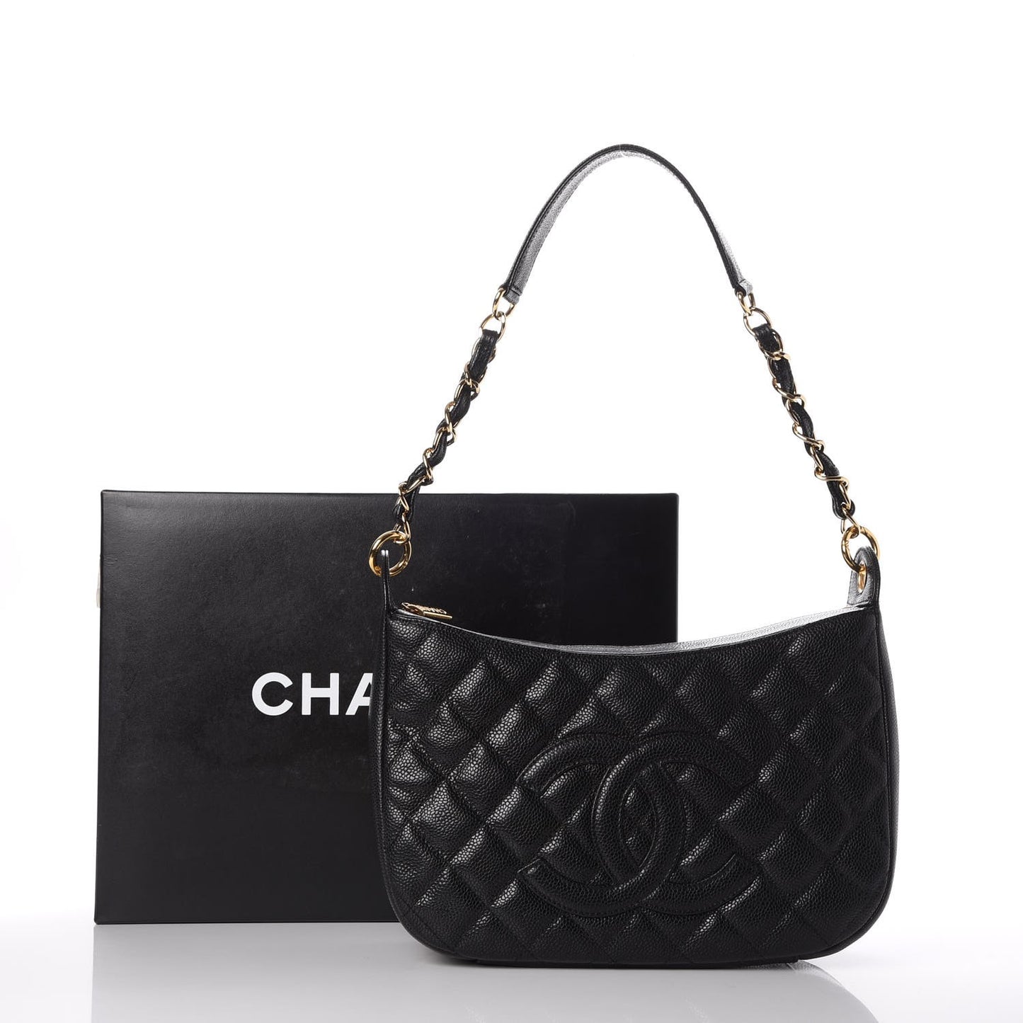 Caviar Quilted Hobo Black