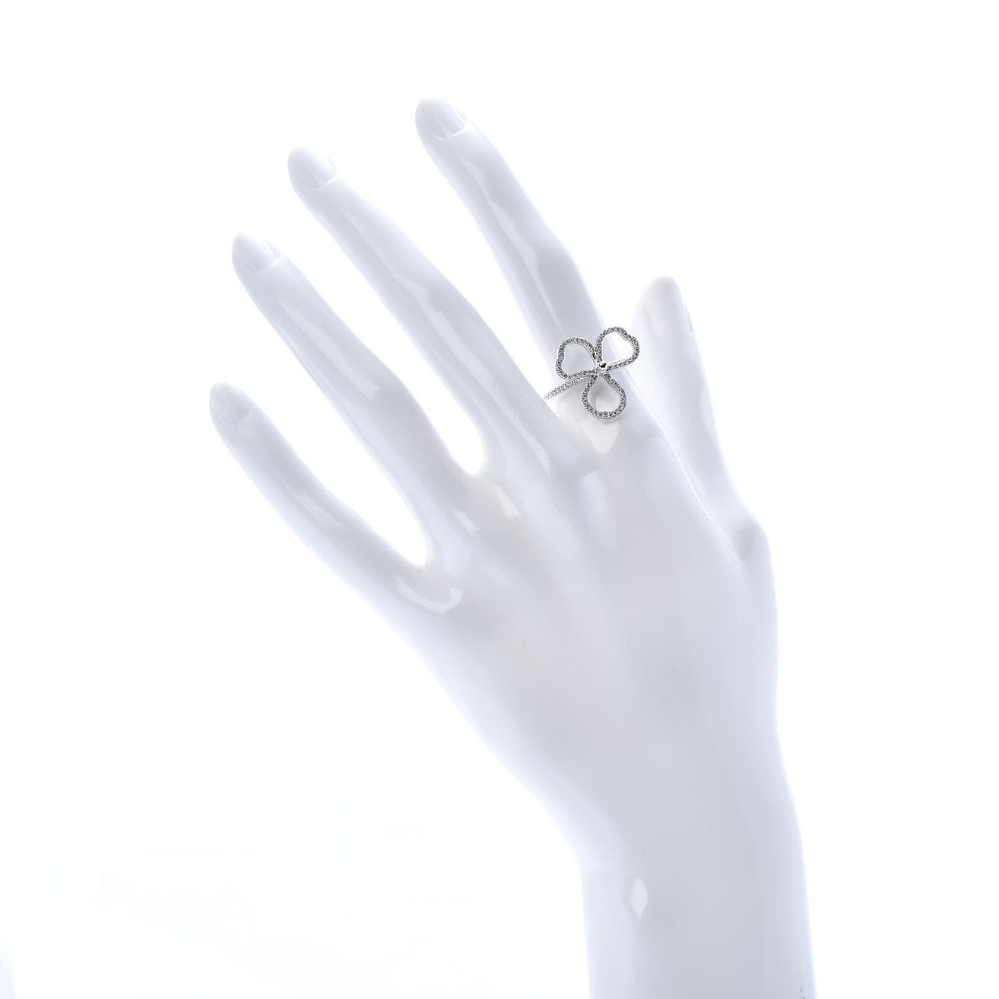 Platinum Diamond Open Paper Flowers Ring 52 6