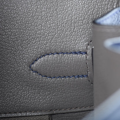 Hermes Epsom Horseshoe Birkin 35 Bleu Saphir Etain 19 of 35