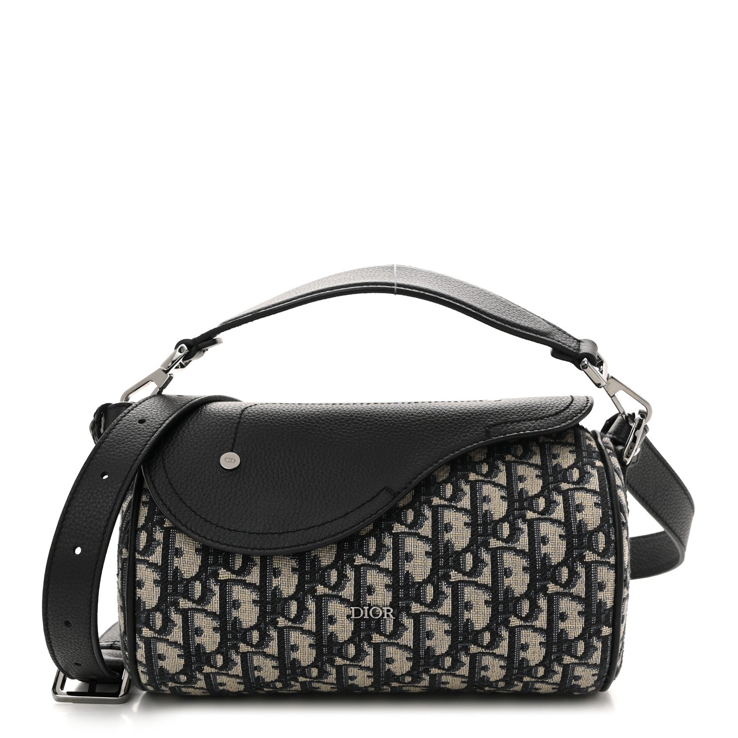 Christian Dior Oblique Mini Roller Saddle Bag With Strap Beige Black 1 of 9