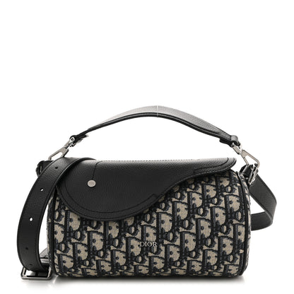 Christian Dior Oblique Mini Roller Saddle Bag With Strap Beige Black 1 of 9