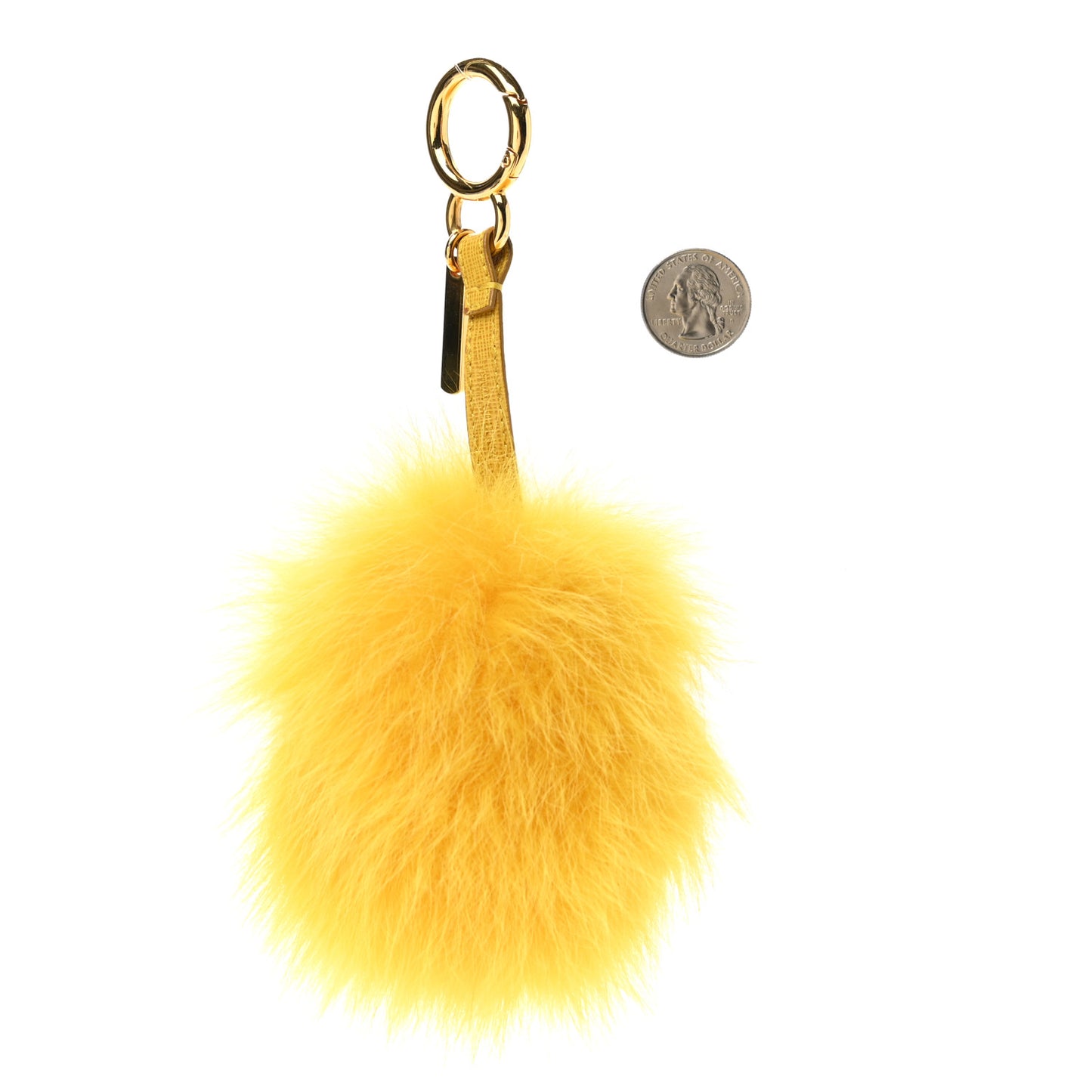 Fox Fur Pom Pom Bag Charm Yellow