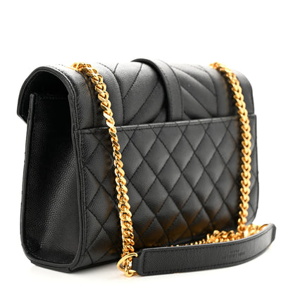 Saint Laurent Grain De Poudre Textured Mixed Matelasse Triquilt Small Monogram Satchel Black 3 of 11