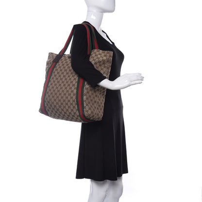 Gucci GG Monogram Medium Web Handle Vertical Tote Dark Brown 2 of 10