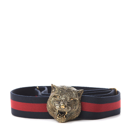 Gucci Web Feline Buckle Belt 105 42 Blue Red 1 of 3