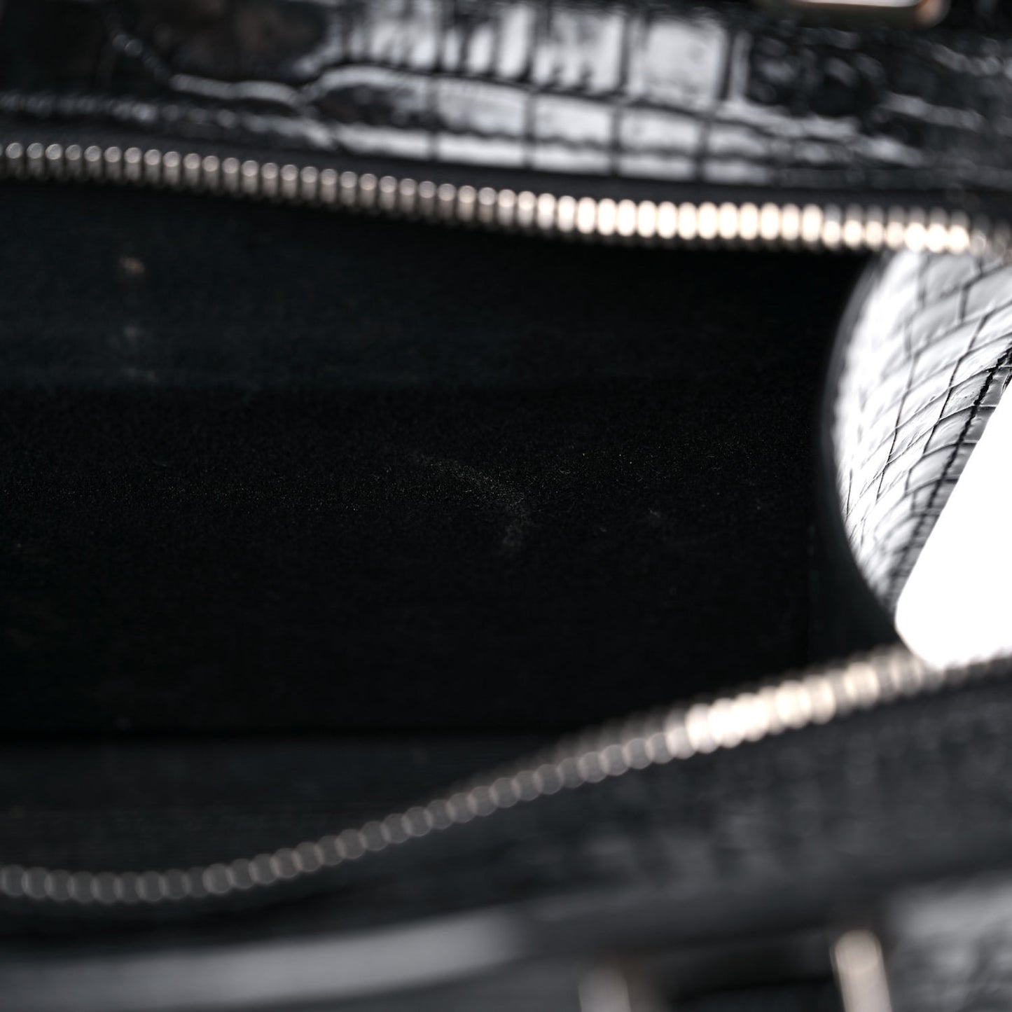 Calfskin Crocodile Embossed Small Uptown Tote Black