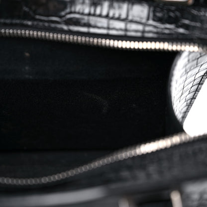 Saint Laurent Calfskin Crocodile Embossed Small Uptown Tote Black 13 of 23