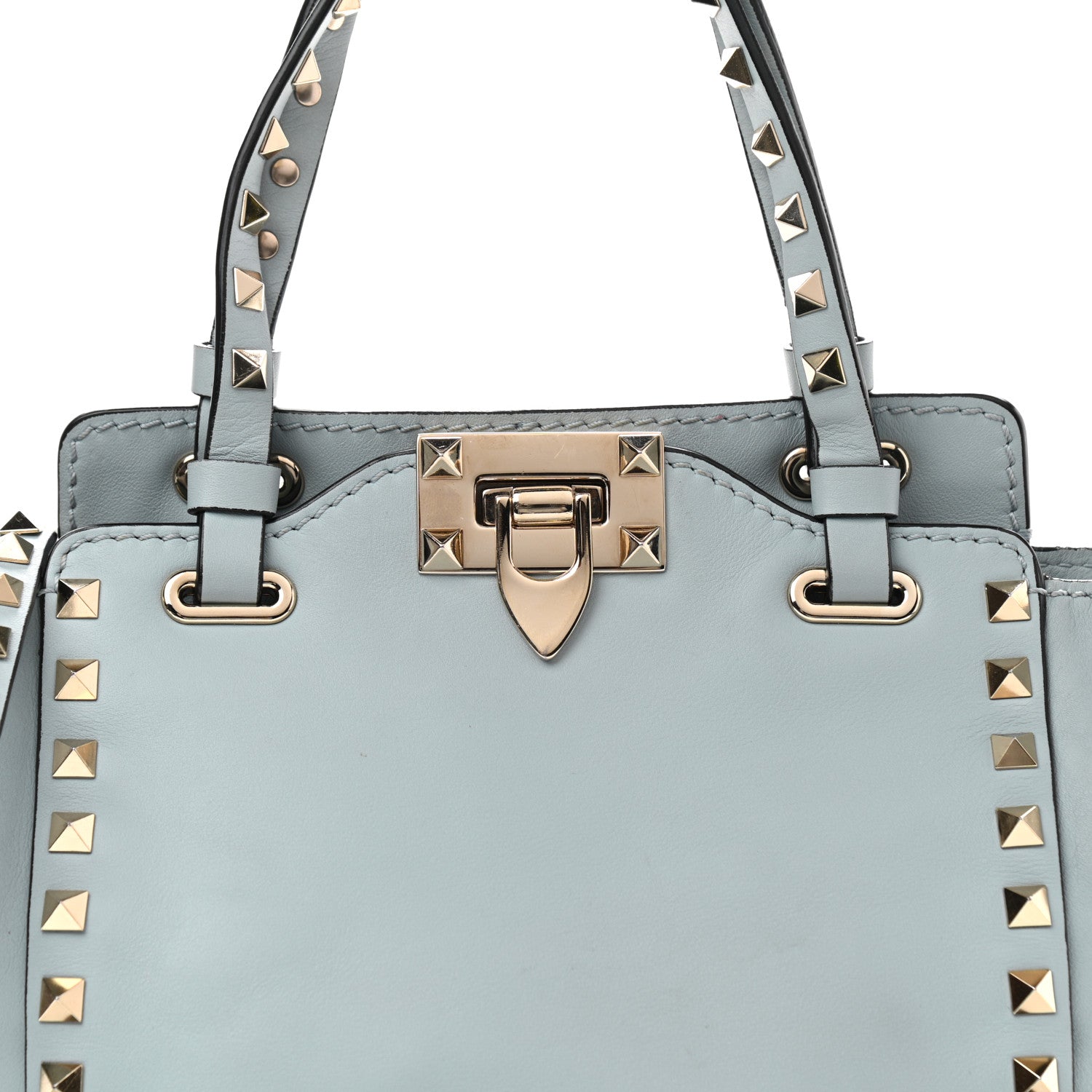 Valentino Garavani Vitello Mini Rockstud Tote Sky Sorbet 9 of 12