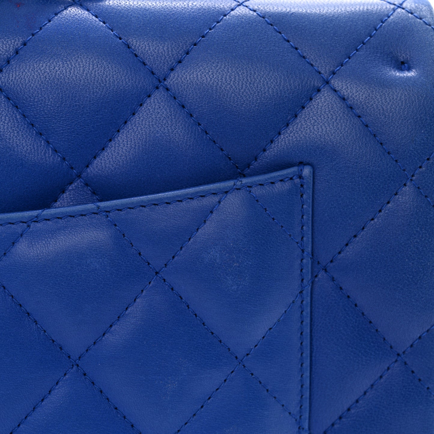 Lambskin Quilted Jumbo Single Flap Blue