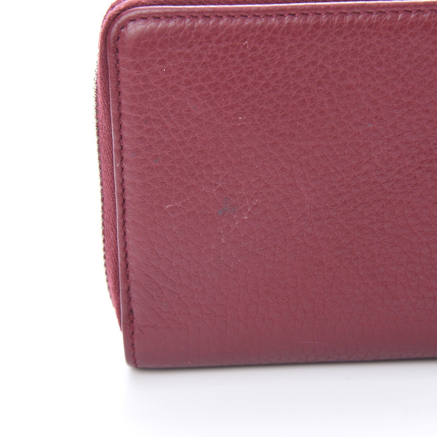 Pebbled Calfskin Studded Soho Zip Around Wallet Soft Burgundy