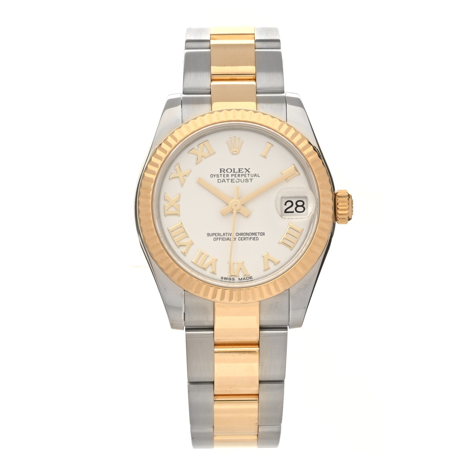 Rolex Stainless Steel 18K Yellow Gold 31mm Oyster Perpetual Datejust Watch White Roman 178273 1 of 5
