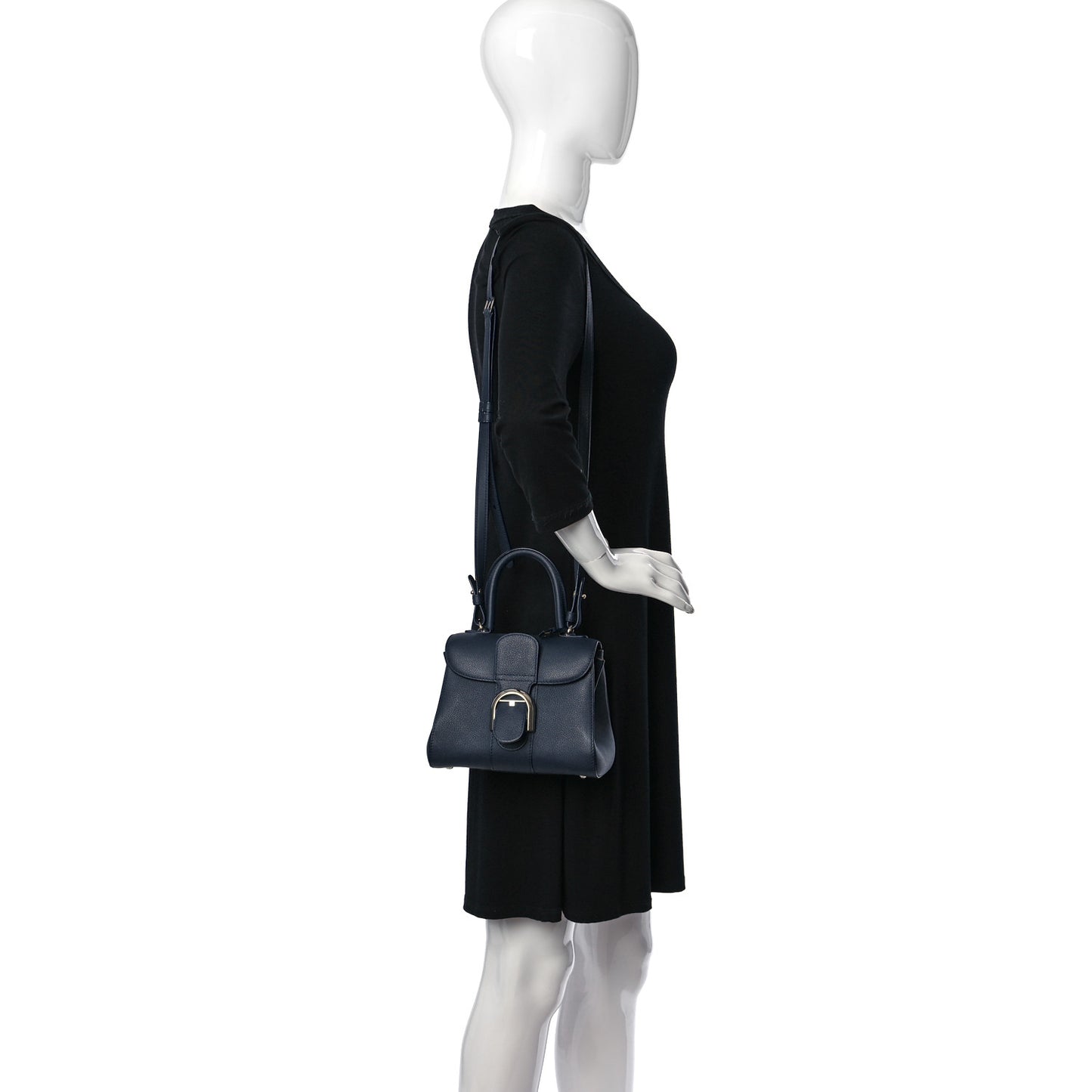 Grained Calfskin Mini Brillant Satchel Navy