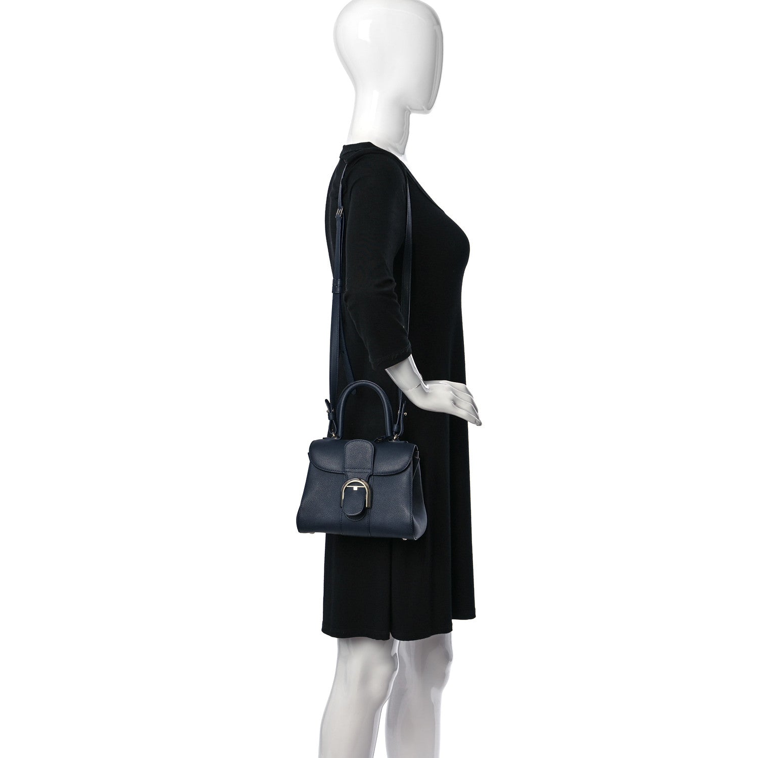 Delvaux Grained Calfskin Mini Brillant Satchel Navy 2 of 12