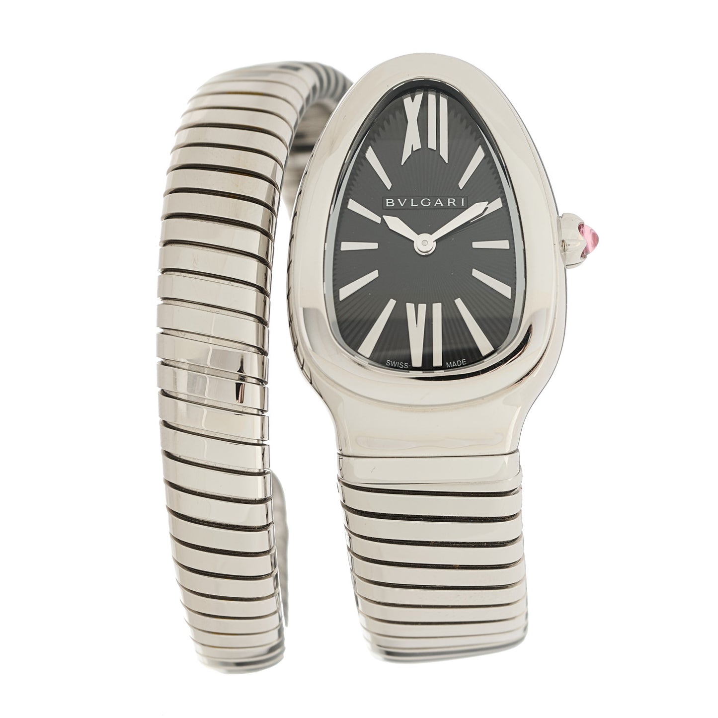 Stainless Steel 35mm Serpenti Tubogas Quartz Watch Black Black Black