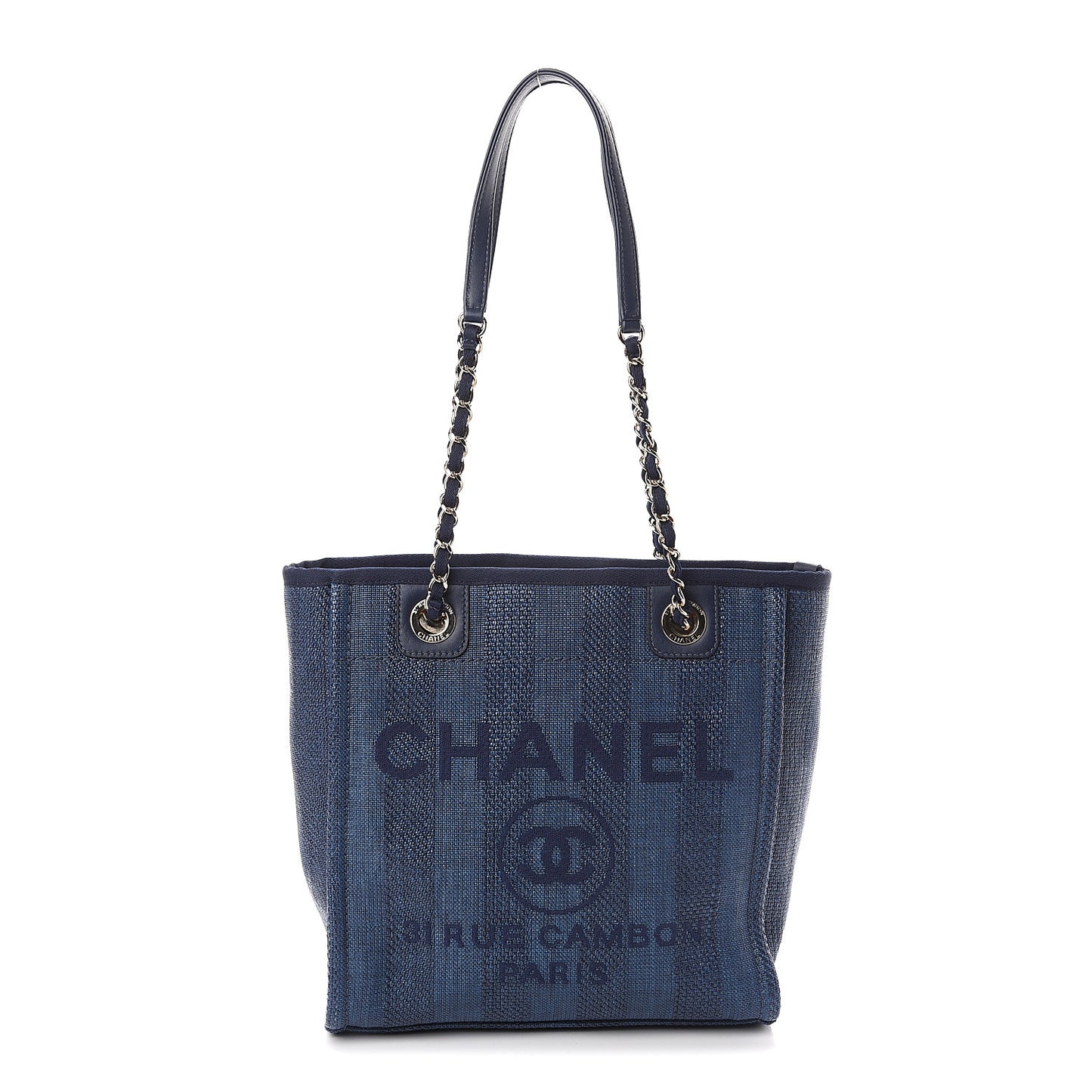 Mixed Fibers Striped Mini Deauville Tote Navy Blue