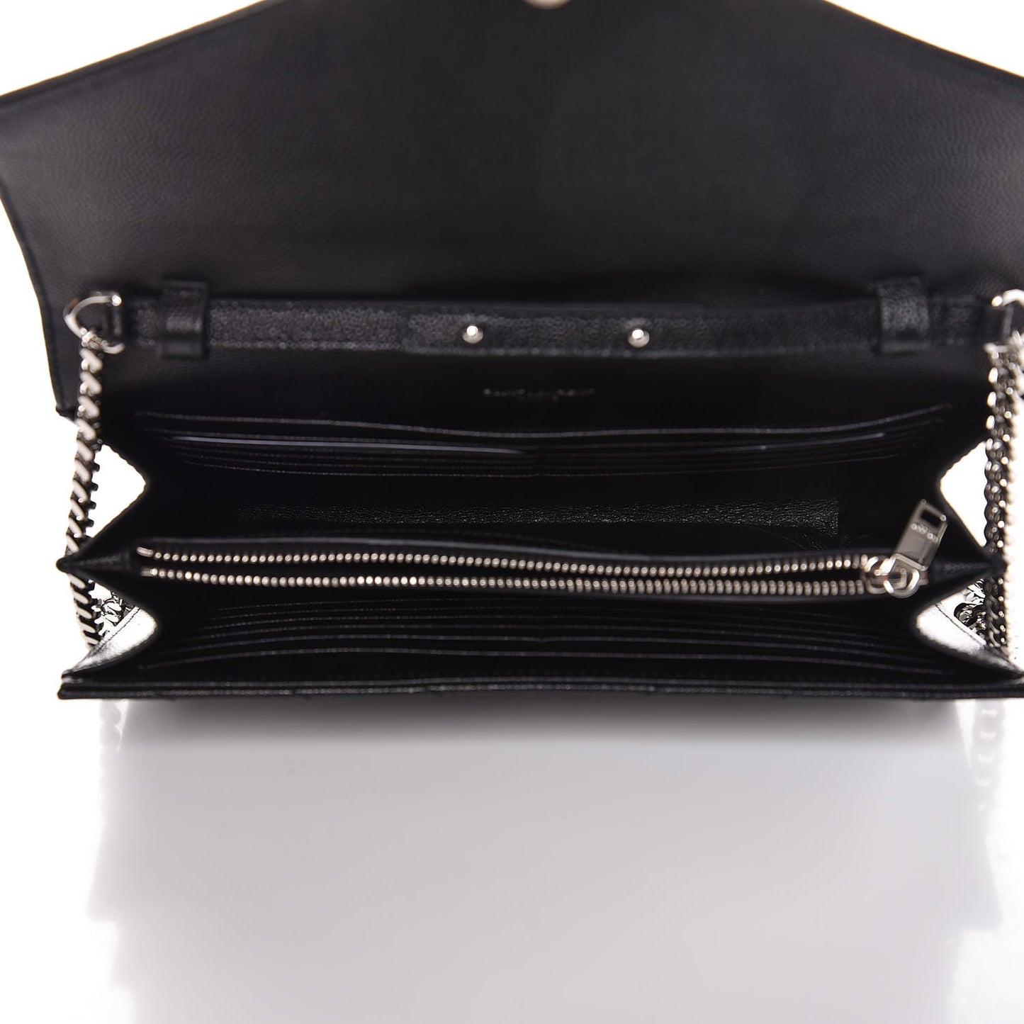 Grain De Poudre Matelasse Chevron Monogram Chain Wallet Black