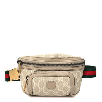 Gucci GG Supreme Monogram Textured Calfskin Web Retro Interlocking G Belt Bag Beige Mystic White Oatmeal 1 of 12