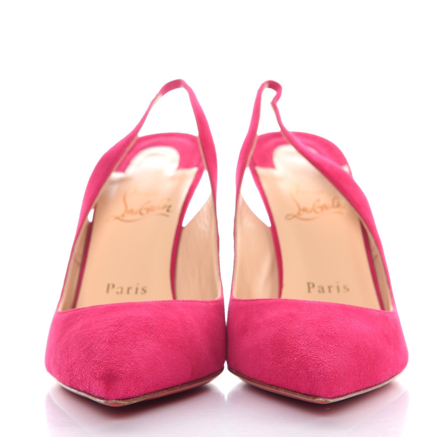 Christian Louboutin Suede Apostrophy 100 Slingback Pumps 38 Cyclamen 2 of 8