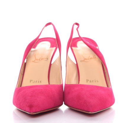Christian Louboutin Suede Apostrophy 100 Slingback Pumps 38 Cyclamen 2 of 8