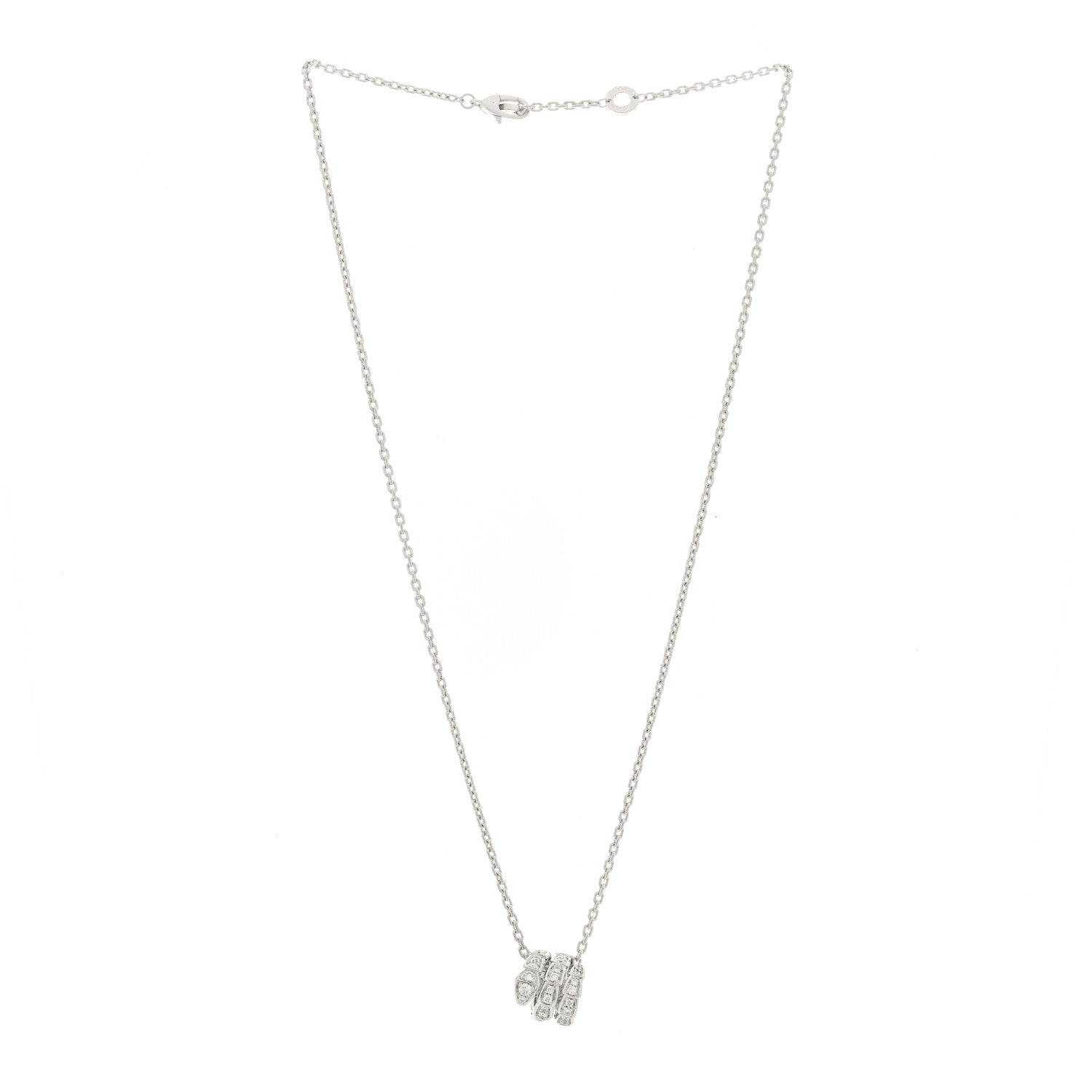 Bulgari 18K White Gold Diamond Serpenti Viper Pave Pendant Necklace 2 of 5