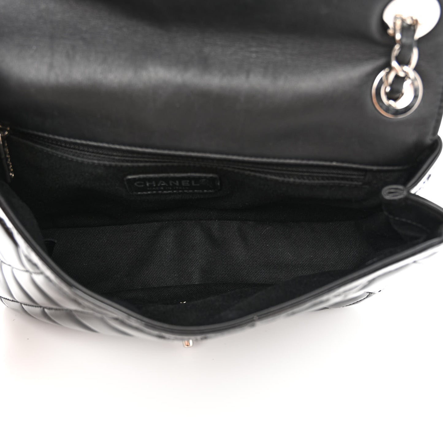 Patent Quilted Large Coco Shine Flap Black