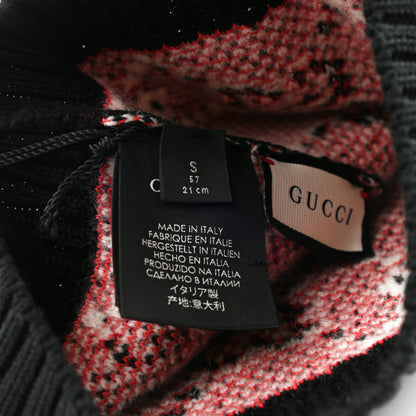 Gucci Knit GG Monogram Diamante Beanie Hat S Black 4 of 5
